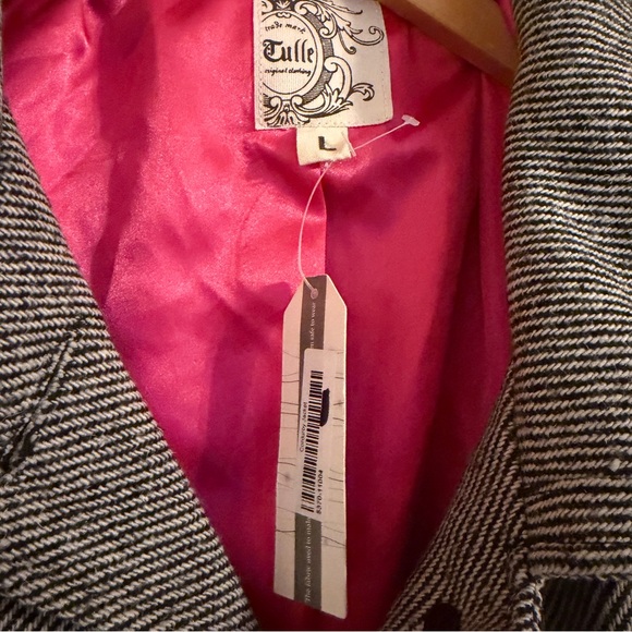 NWT Anthropologie Tulle herringbone Jacket Pink lined women L - Picture 7 of 9